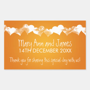 Wedding Favour Tag Grunge Hearts Orange