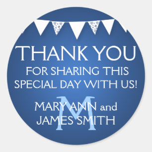 Wedding Favour Tag Love Bunting Monogram Blue