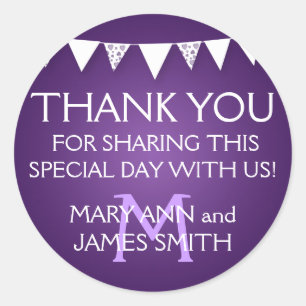 Wedding Favour Tag Love Bunting Monogram Purple