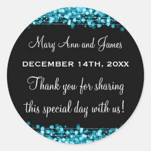 Wedding Favour Tag Party Sparkles Turquoise