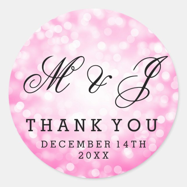 Wedding Favour Tag Pink Glitter Lights (Front)