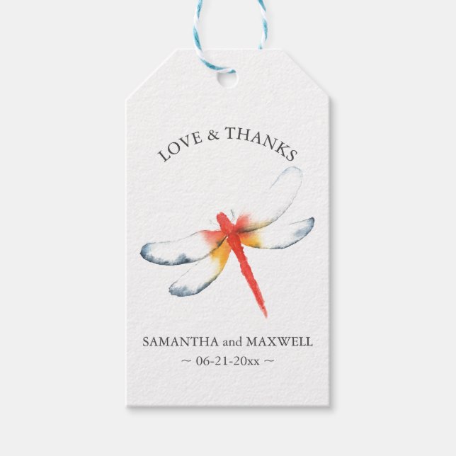 Wedding Favour Tag Red Dragonfly (Front)