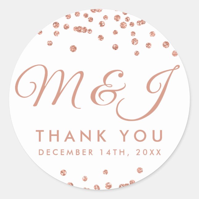 Wedding Favour Tag Rose Gold Glitter Confetti Whit (Front)