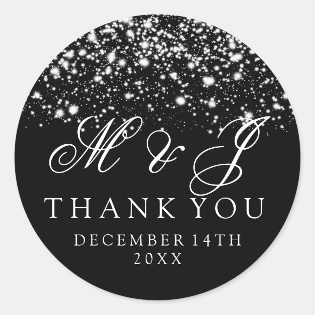 Wedding Favour Tag Silver Midnight Glam (Front)