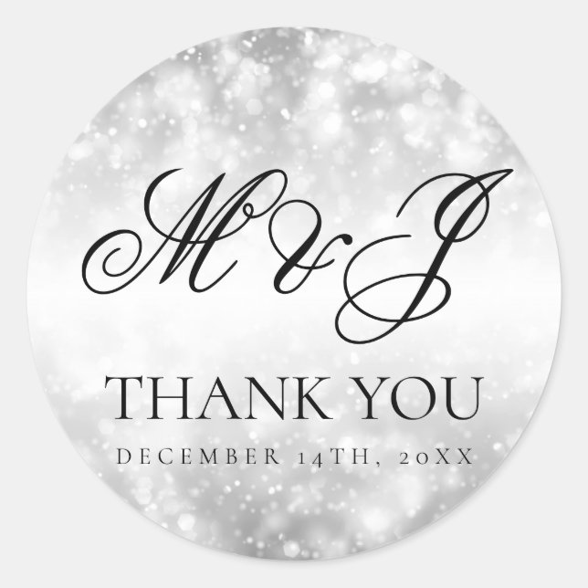 Wedding Favour Tag Silver Shimmer Lights (Front)