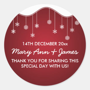 Wedding Favour Tag Snowflake Decoration Red