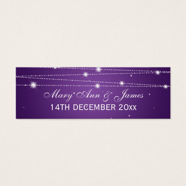 Wedding Favour Tag Sparkling Lines Purple (Front)