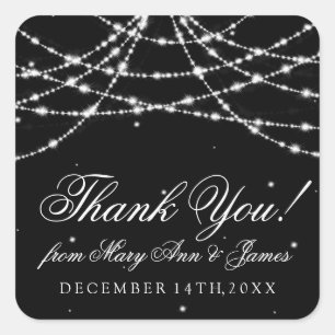 Wedding Favour Tag Sparkling String Black