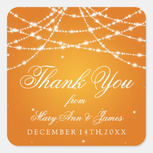 Wedding Favour Tag Sparkling String Orange