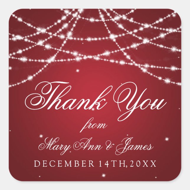 Wedding Favour Tag Sparkling String Red (Front)