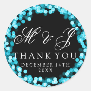 Wedding Favour Tag Turquoise Sparkly Lights