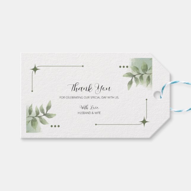 Wedding Favour Tag with a Touch of Green (Front (Horizontal))