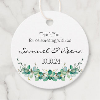 Wedding favour tags, Round gift tags, floral tags