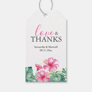 Wedding Favour Tags Tropical Pink Flowers