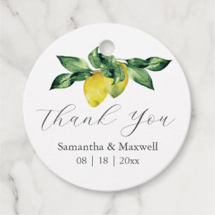 Wedding Favour Tags Watercolor Lemons
