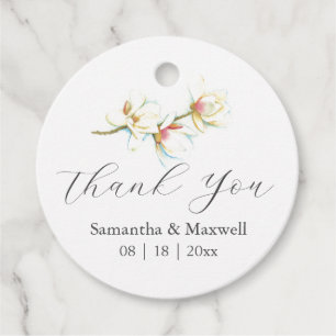 Wedding Favour Tags White Magnolia Flowers