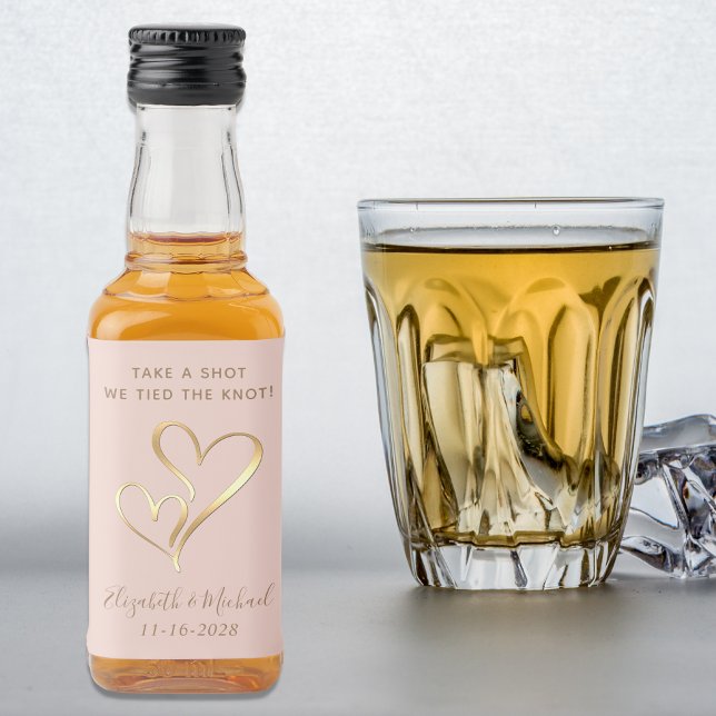 Wedding Favour Take A Shot We Tied The Knot Blush Liquor Bottle Label (Creator Uploaded)