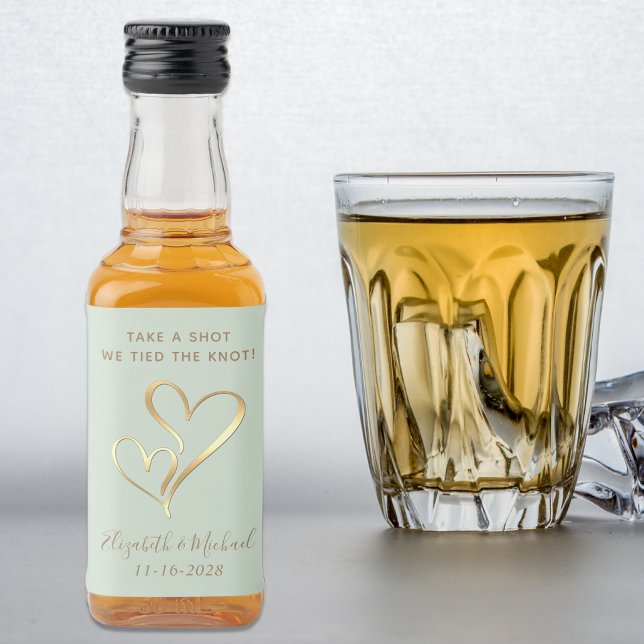 Wedding Favour Take A Shot We Tied The Knot Sage Liquor Bottle Label (Creator Uploaded)