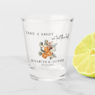 Wedding Favour take a shot winter greenery Shot Glass