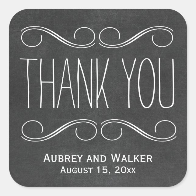 Wedding Favour Thank You Chalkboard Stickers (Front)