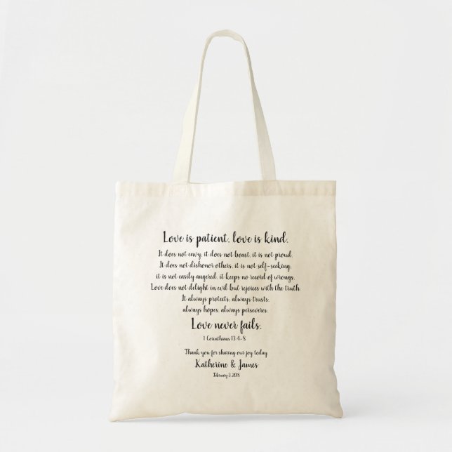 Wedding Favour/Thank You; Corinthians, CUSTOMIZE Tote Bag (Front)