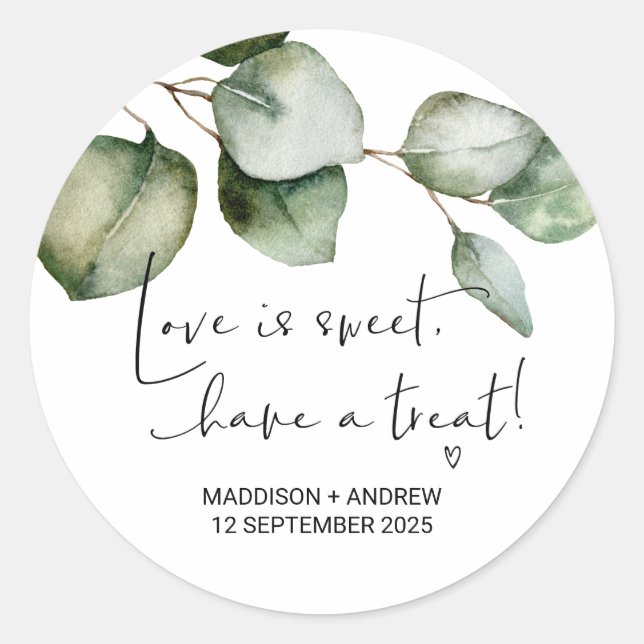 Wedding Favour Thank You From Bride Groom  Favour  Classic Round Sticker (Front)