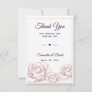 Wedding Favour Thank You Luxury Floral Roses Card