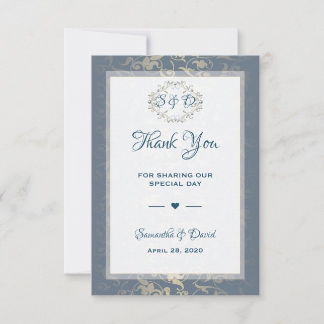 Wedding Favour Thank You Luxury Royal Vintage Card (Front)