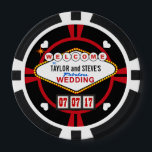 Wedding Favour Vegas Casino Poker Chips<br><div class="desc">SAVE THE DATE FOR THE BRIDE AND GROOM'S FABULOUS WEDDING! Whether you're tying the knot in Las Vegas or your own home town, these lucky casino style wedding reception favours are sure to hit with your guests. Replica of the famous Nevada WELCOME sign in retro neon doo-wop style, just add...</div>