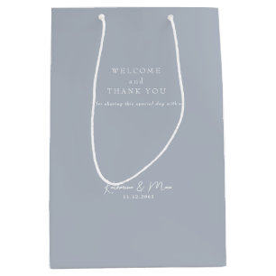 Wedding Favour Welcome Thank You Dusty Blue Medium Gift Bag