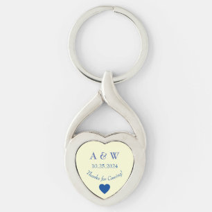 Wedding Favour Yellow Thanks for Coming Date Heart Key Ring
