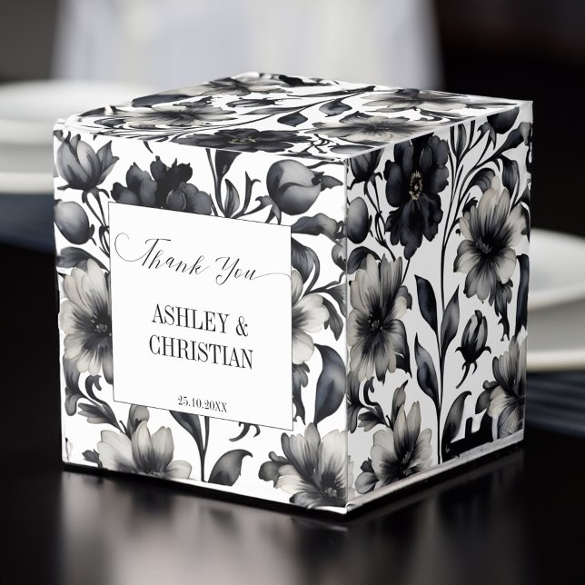 Wedding favours black and white candy favour box (Wedding favors black and white candy favor box personalized wedding favor box elegant simple floral)