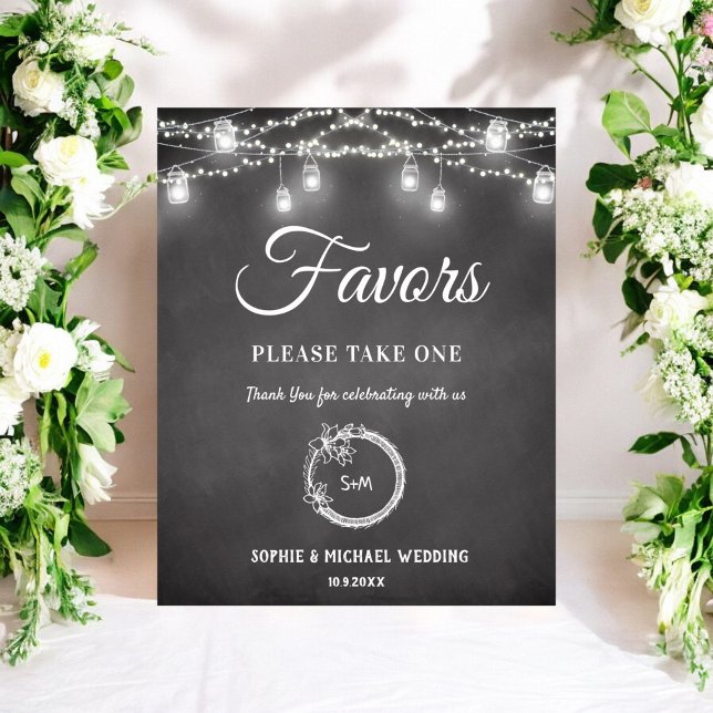 Wedding Favours Black Wedding Sign Poster (Creator Uploaded)