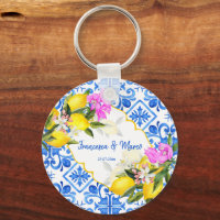 Wedding Favours Blue tiles lemon Bougainvillea