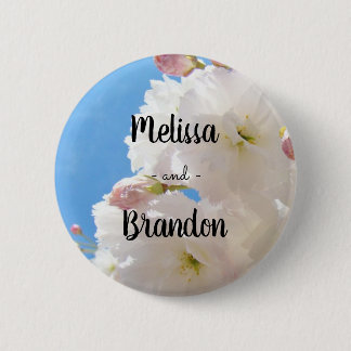 Wedding Favours Buttons Bride Grooms Name Blossoms