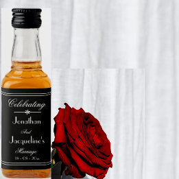 Wedding Favours Chic Script Cute Cool Black Mini Liquor Bottle Label