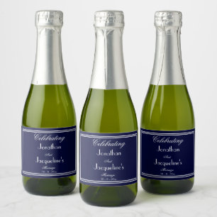 Wedding favours chic script names elegant mini   sparkling wine label