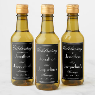 Wedding Favours Elegant Chic Names B & W Mini Wine Label
