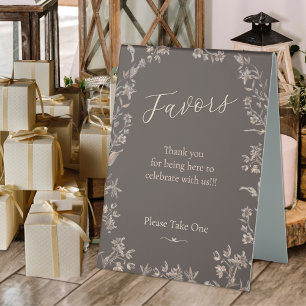 Wedding Favours Elegant Wildflowers Script Mocha