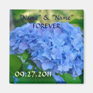 Wedding Favours magnets Blue Hydrangea Flowers