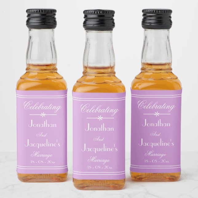 Wedding Favours Script Name Elegant Mauve Mini Liquor Bottle Label (Bottles)