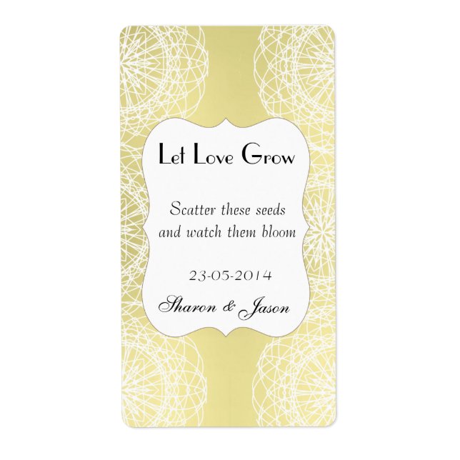 Wedding Favours Seed Packet Labels Let Love Grow (Front)