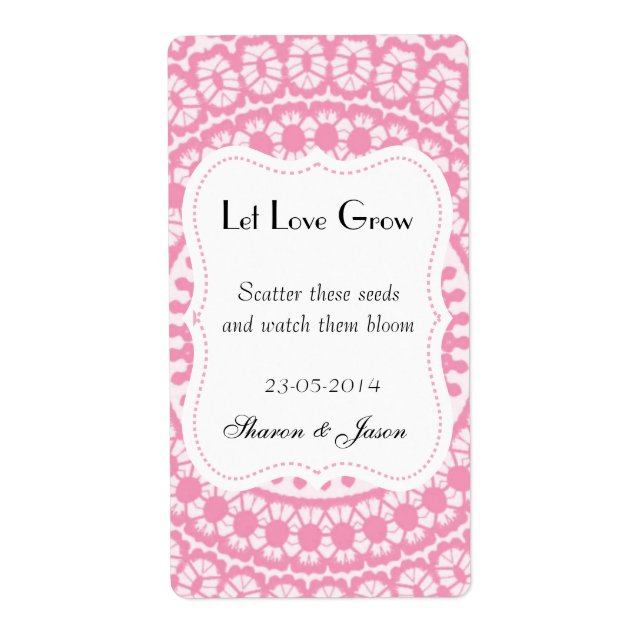 Wedding Favours Seed Packet Labels Let Love Grow (Front)
