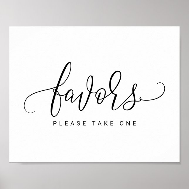 Wedding Favours Sign - Bounce Calligraphy (Black) (Front)