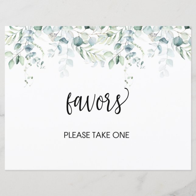Wedding Favours Sign - Eucalyptus Wedding (Front)