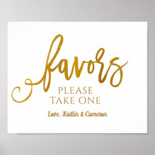 Wedding Favours Sign "Please Take One"   Gold Foil