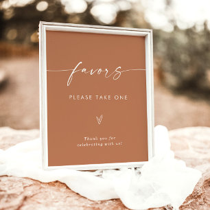 Wedding Favours Sign, Terracotta Wedding Favour Si Poster
