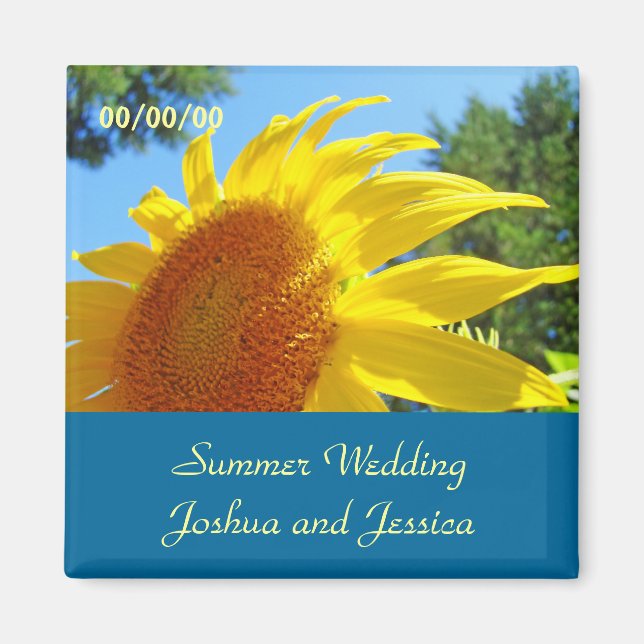 Wedding Favours Summer Weddings Sunflowers Magnet (Front)
