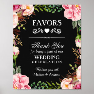 Wedding Favours Thank You Sign Pink Floral