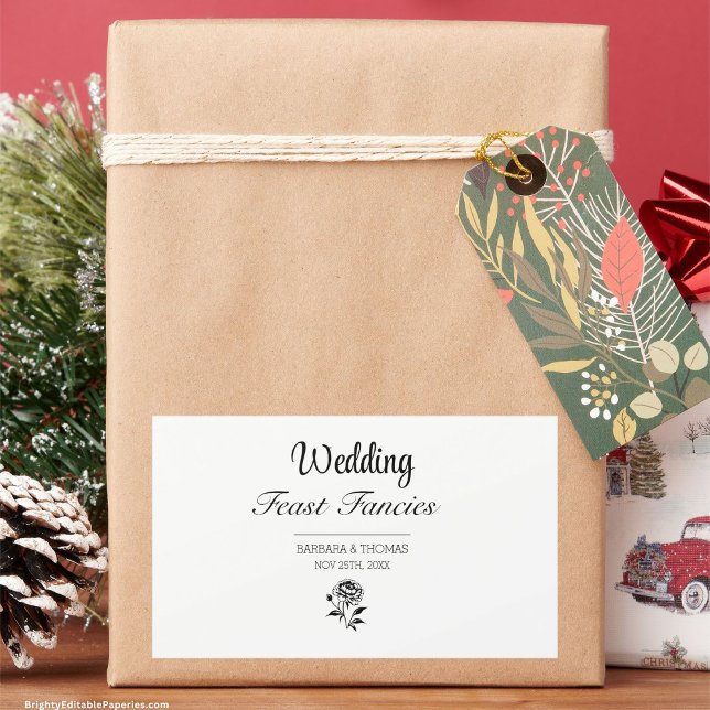 Wedding Feast Fancies Peony Floral Watercolor  Rectangular Sticker (Peony Perfection: Elevate your wedding details with the exquisite charm of Wedding Feast Fancies.)